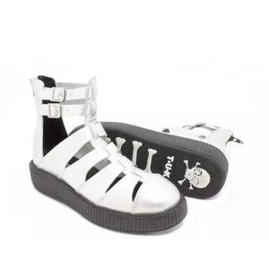 T.U.K. Creeper V8868 Silver Leather Gladiator Sandal Shoes Sz Women's 6.0